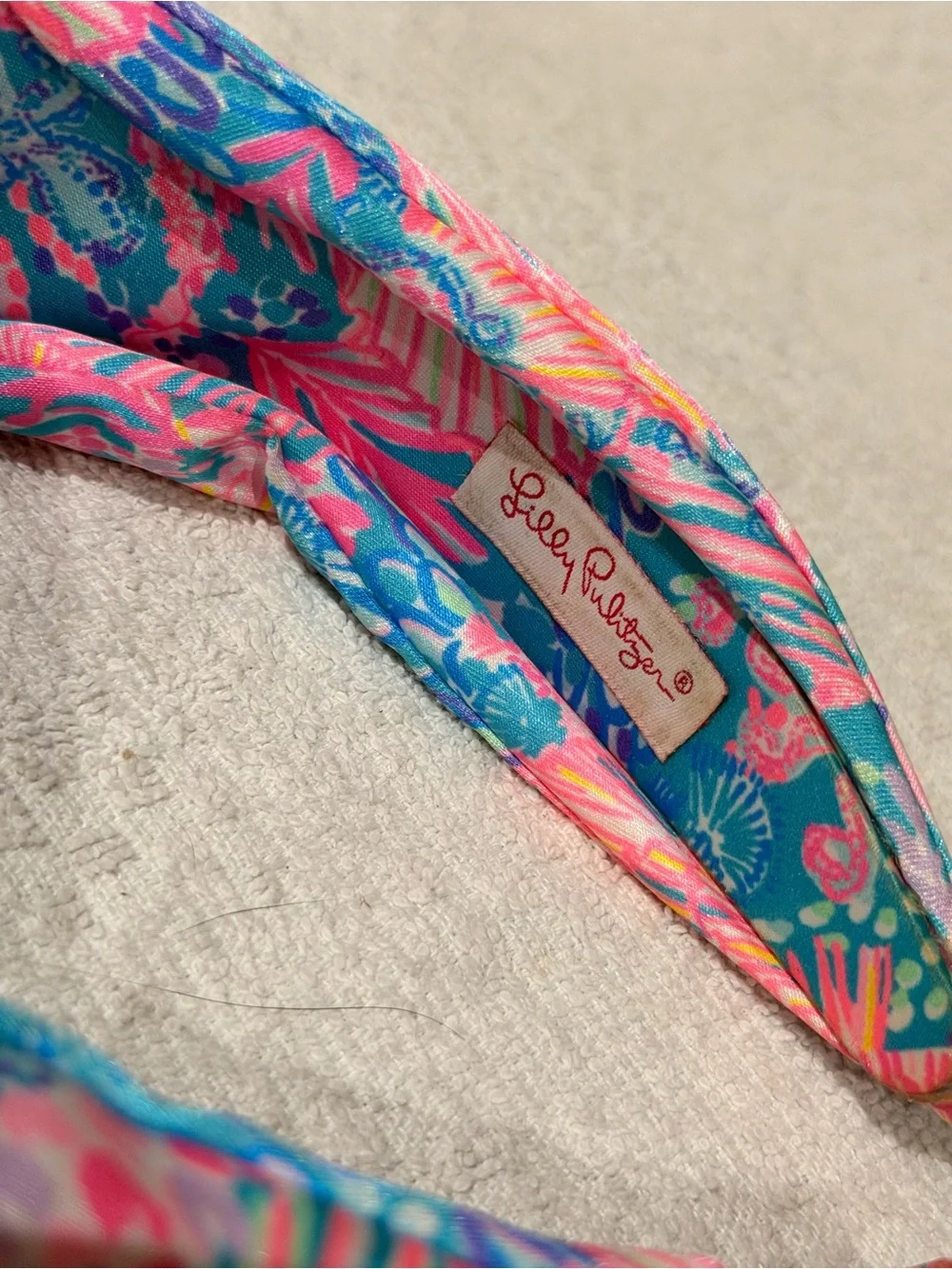 Lilly Pulitzer Splendor In The Sand Wide Knotted Headband Satin Pink Blue